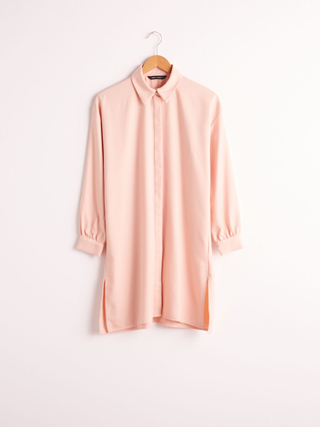 Pembe Oversize Kadın Gömlek Tunik-3