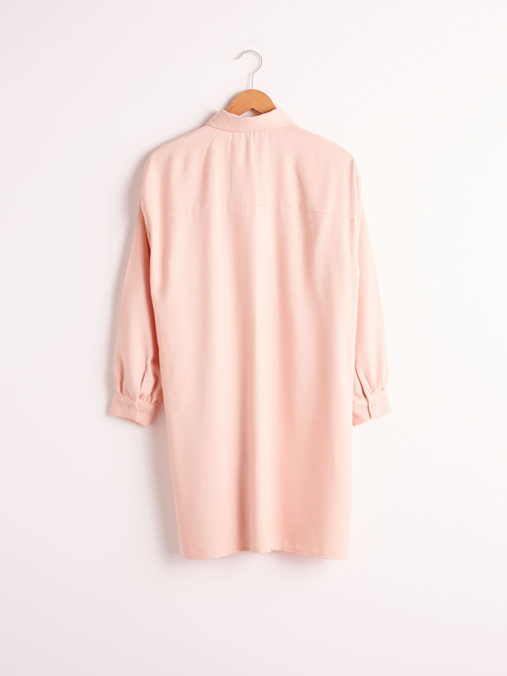 Pembe Oversize Kadın Gömlek Tunik-4