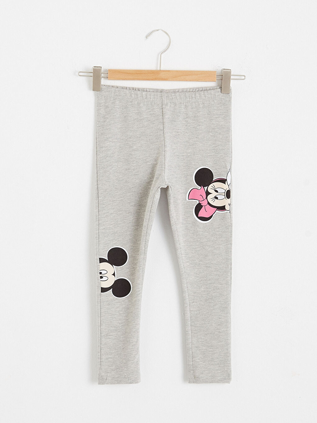 Gri Kız Bebek Minnie ve Mickey Mouse Baskılı Tayt
