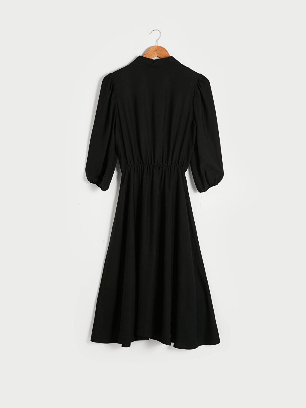 Front Button Closure Women's Flared Shirt Dress-7