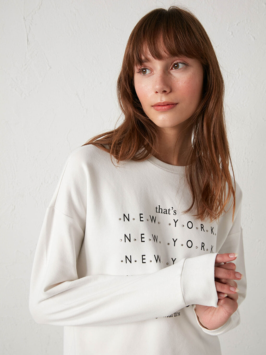 Bedruckte Baumwoll-Sweatshirt-Tunika für Damen-1