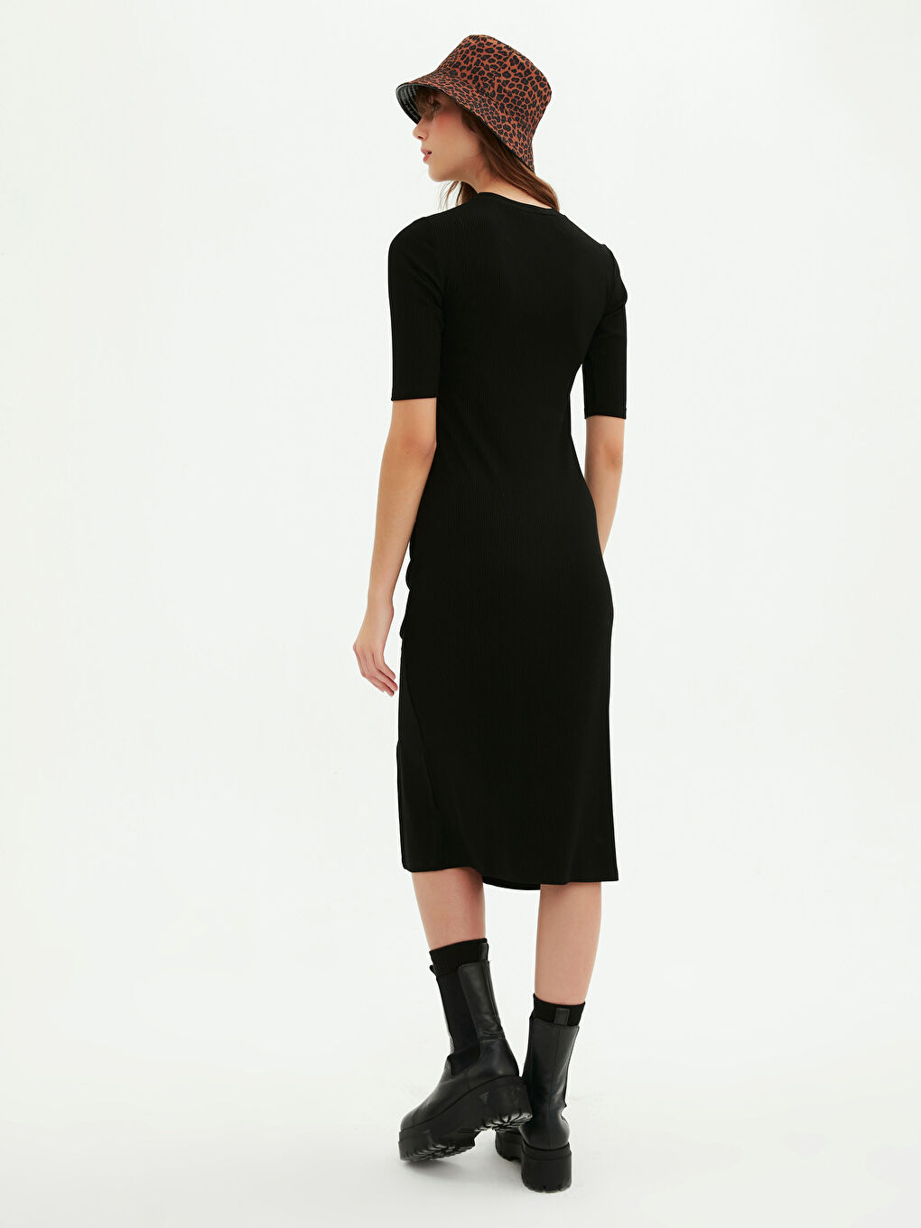 LCW Limited Crew Neck Ruffle Detailed Short Sleeve Women's Dress -0WGJ52Z8-CVL