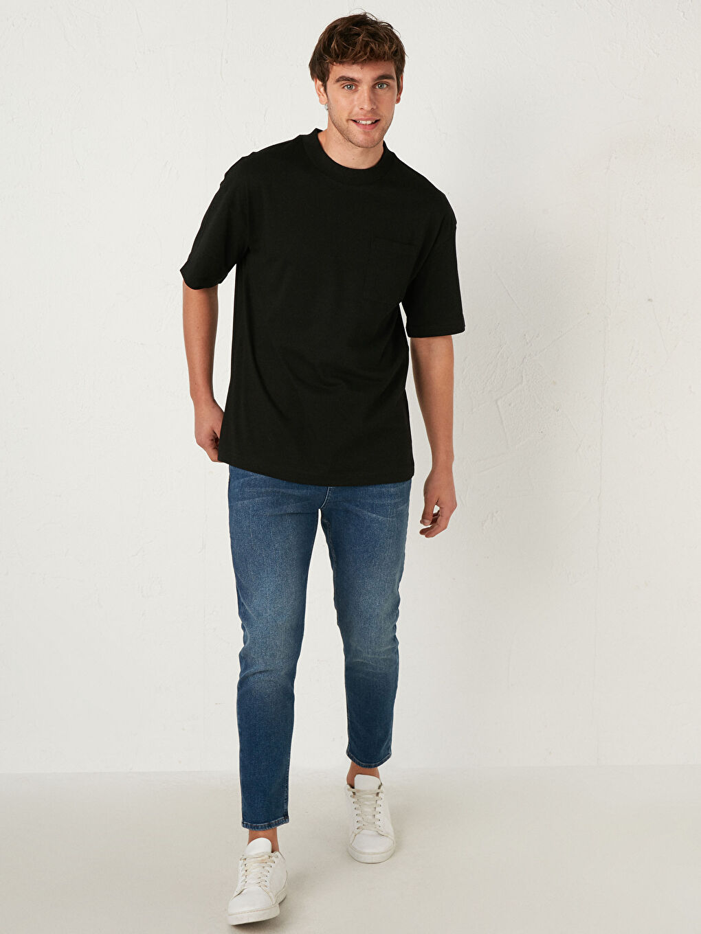 Crew Neck Short Sleeve Basic Oversize T-Shirt-3