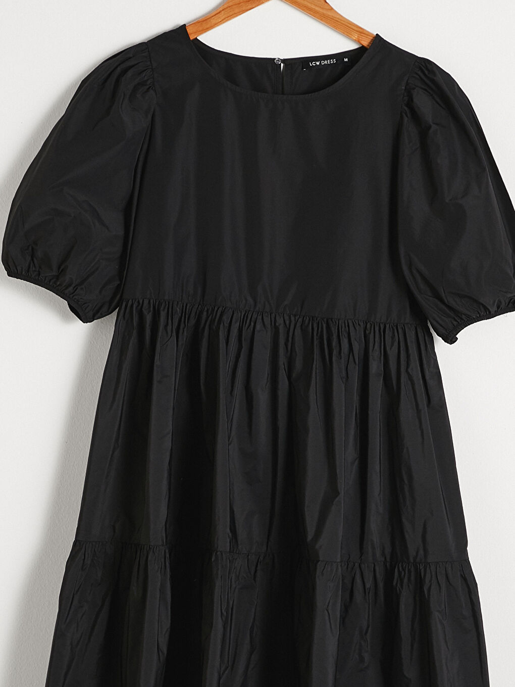 Siyah Balon Kol Midi Elbise-11