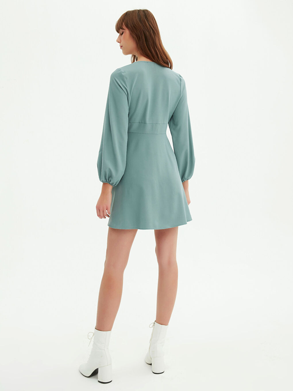 V-Neck Long Sleeve Women's Flared Dress -0WGL19Z8-H9H