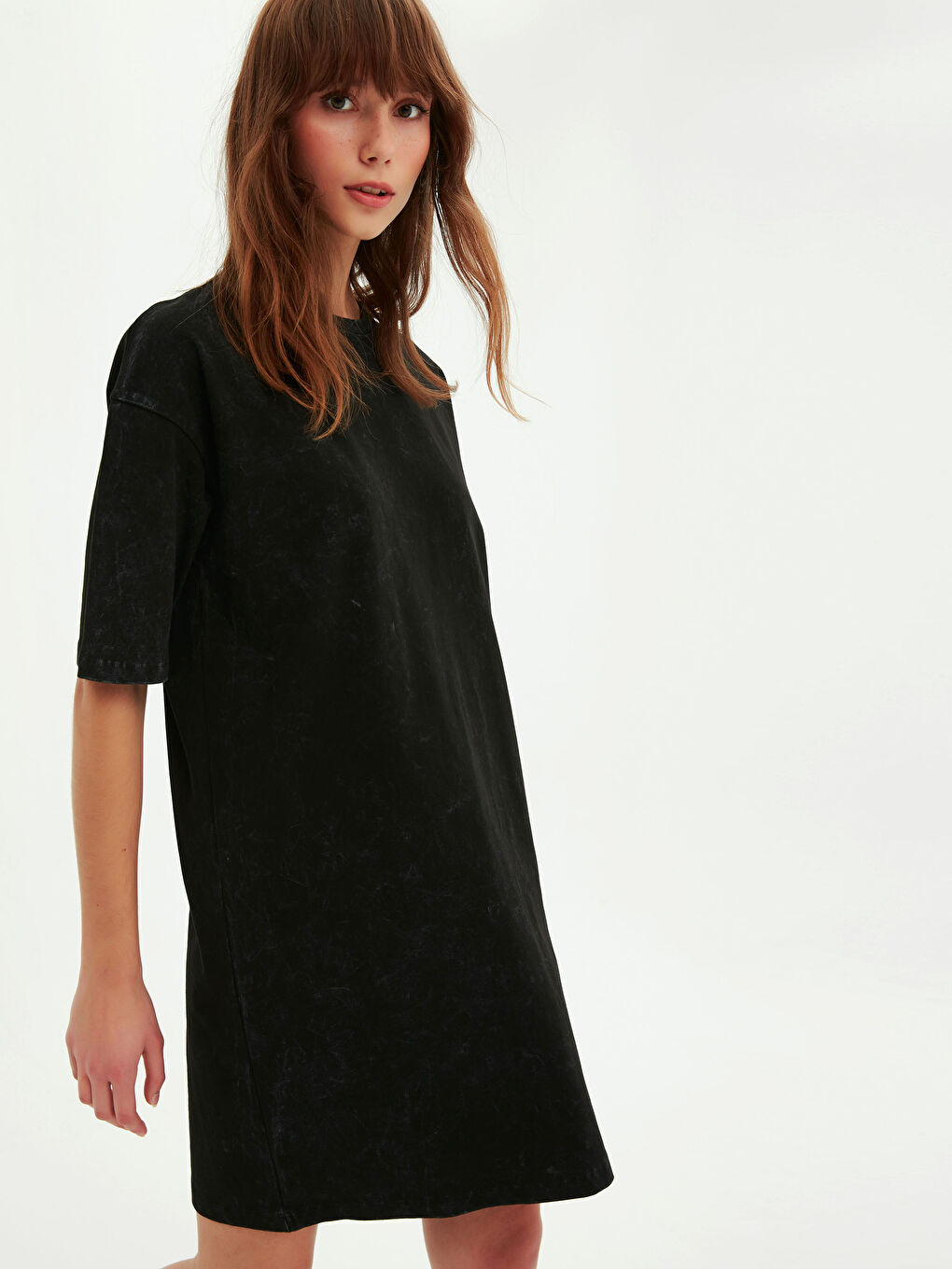 Robe Basique en Coton pour Femmes à Col Rond et Manches Courtes-3