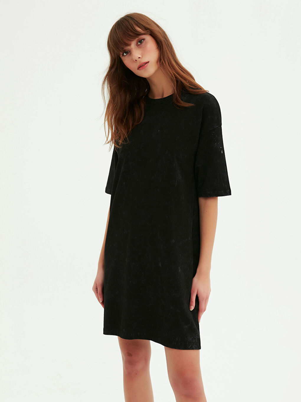 Robe Basique en Coton pour Femmes à Col Rond et Manches Courtes-2