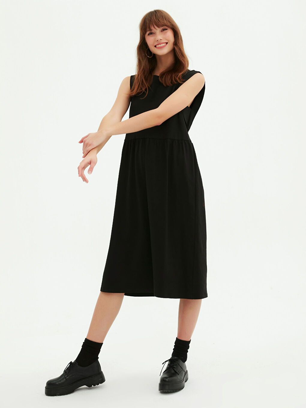 Basic Cotton Flared Dress-3