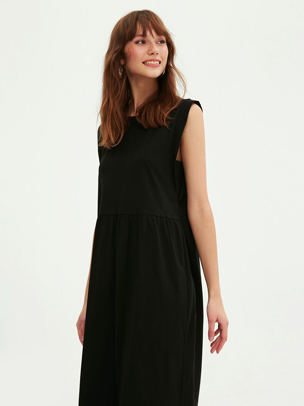 Basic Cotton Flared Dress-4