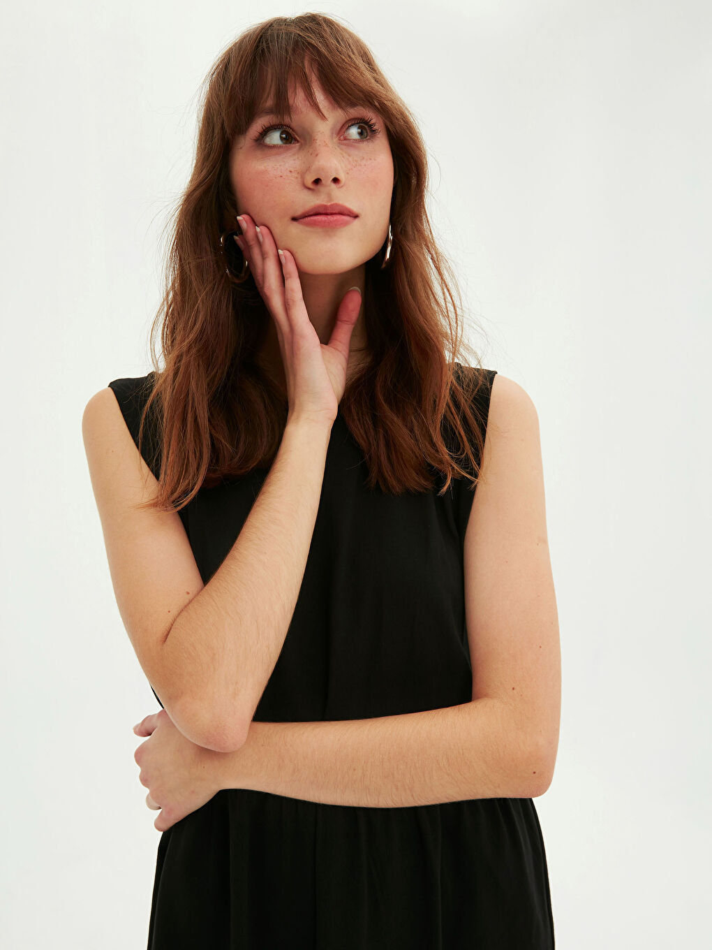 Basic Cotton Flared Dress-5