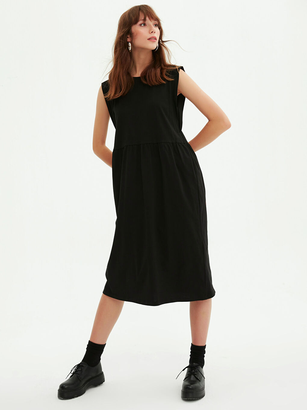 Basic Cotton Flared Dress-7