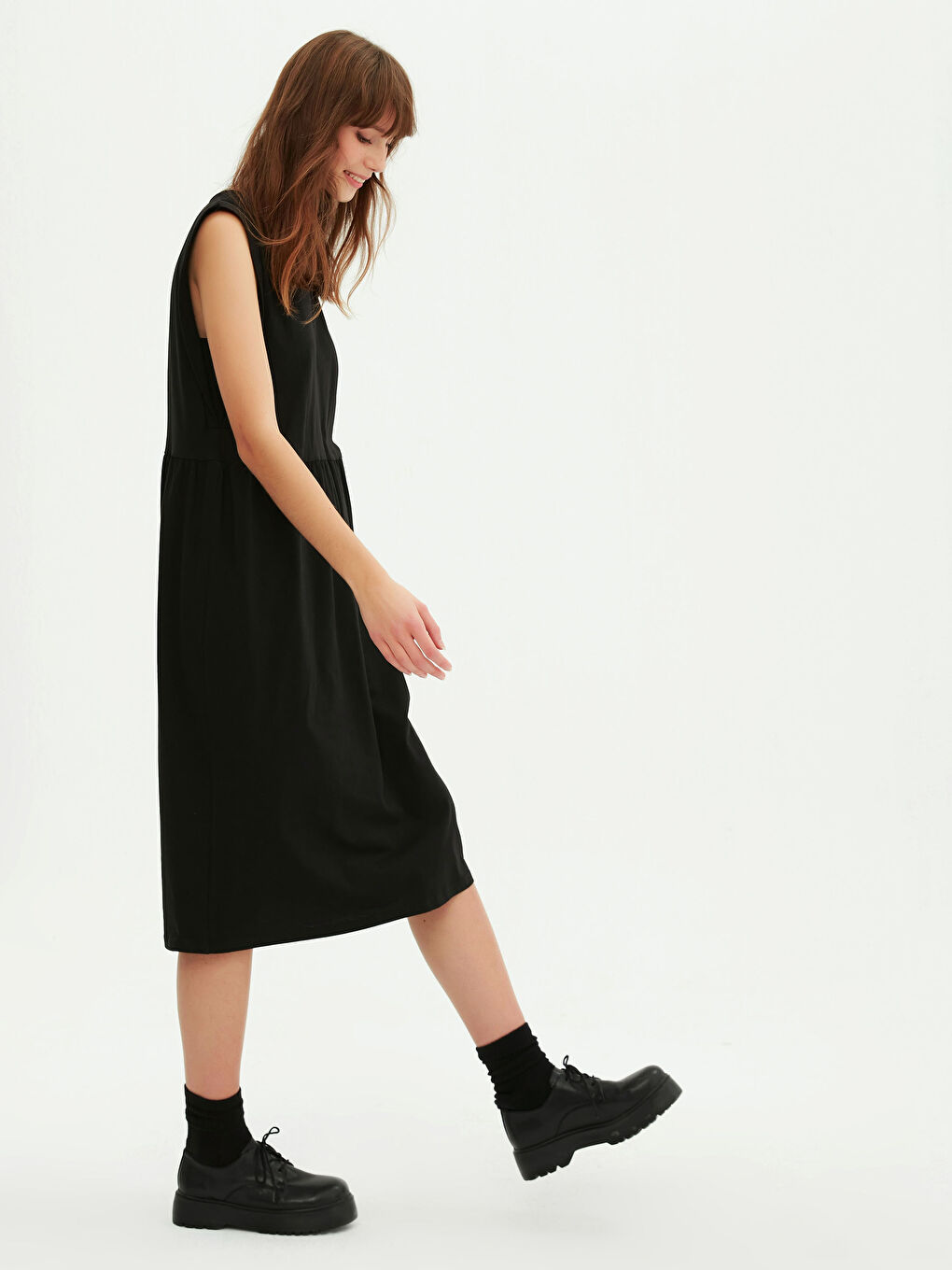 Basic Cotton Flared Dress-1