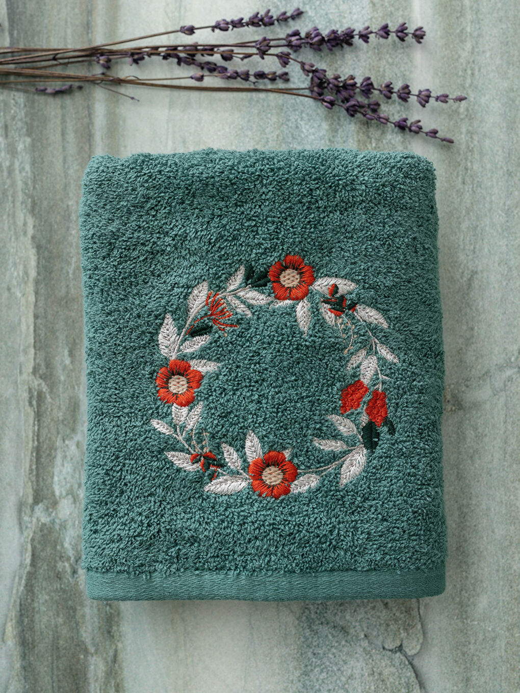 Flower Embroidery Face Towel-1