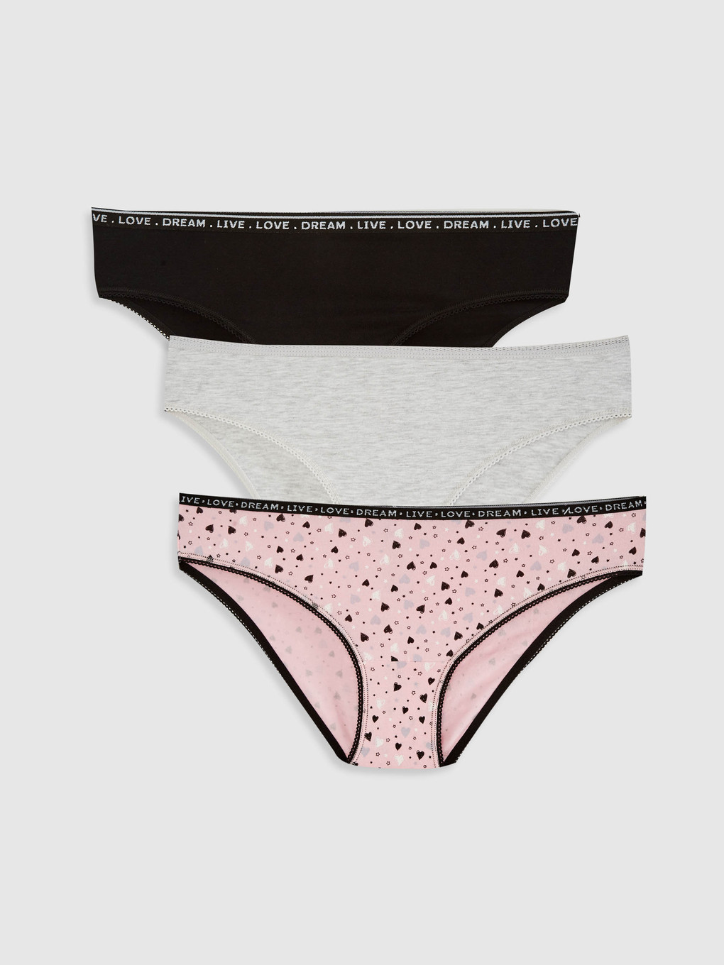 Pembe Baskılı Klasik Külot 3'lü