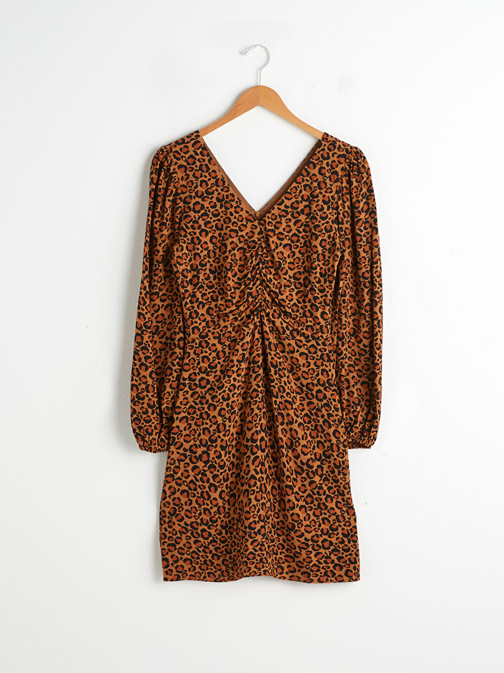 V Neck Leopard Print Dress-6