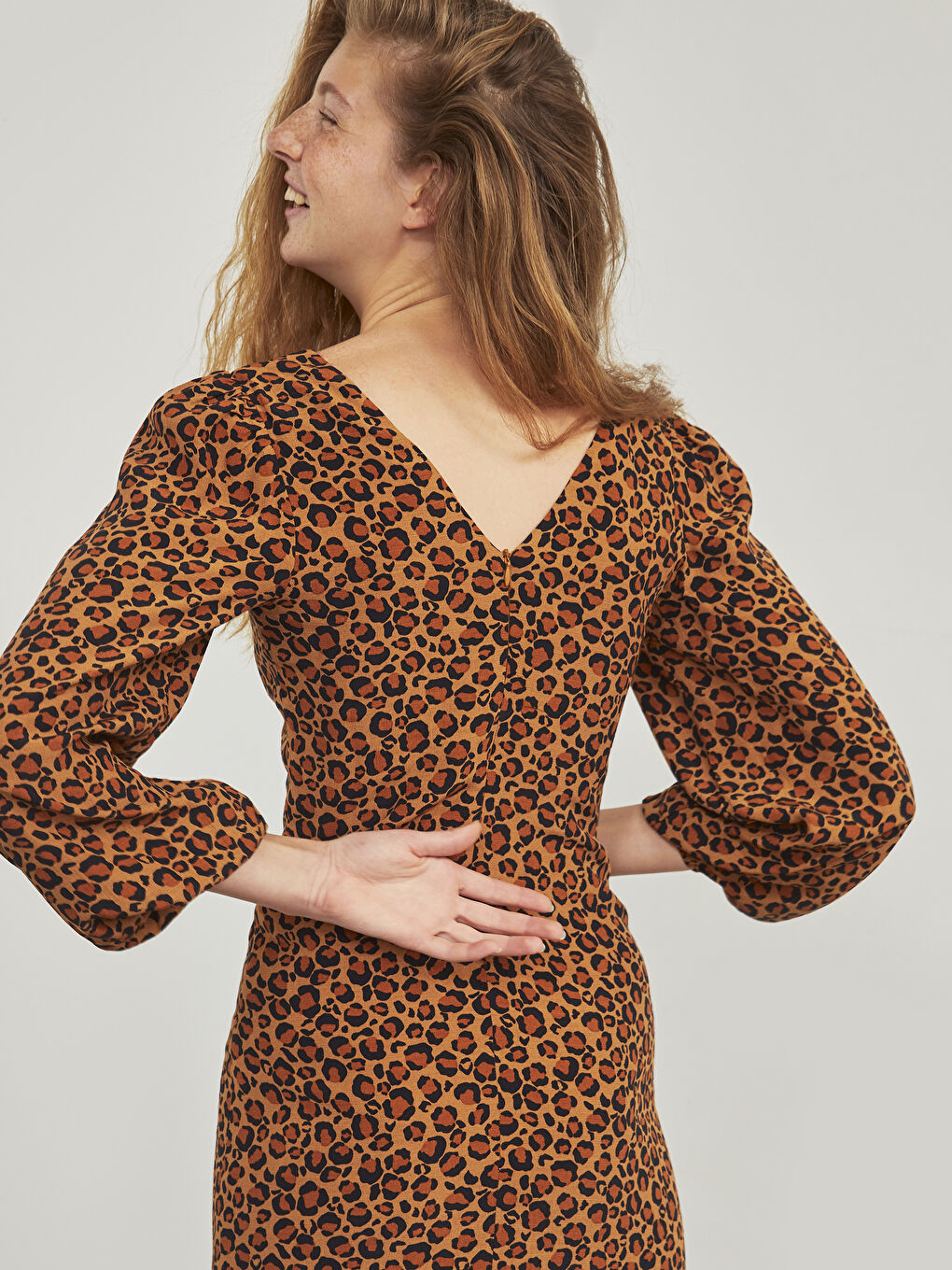V Neck Leopard Print Dress-4