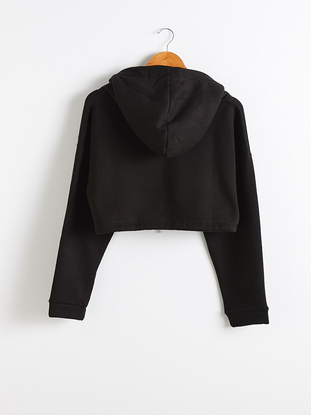 Hooded Gathered Waist Crop Sweatshirt-1