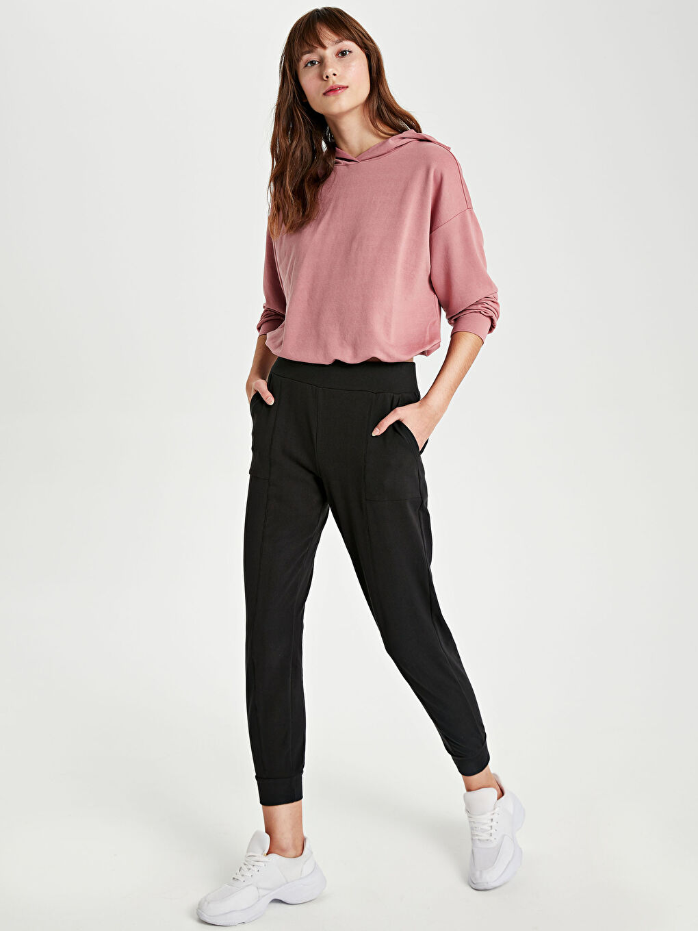 Siyah Esnek Aktif Spor Eşofman Altı