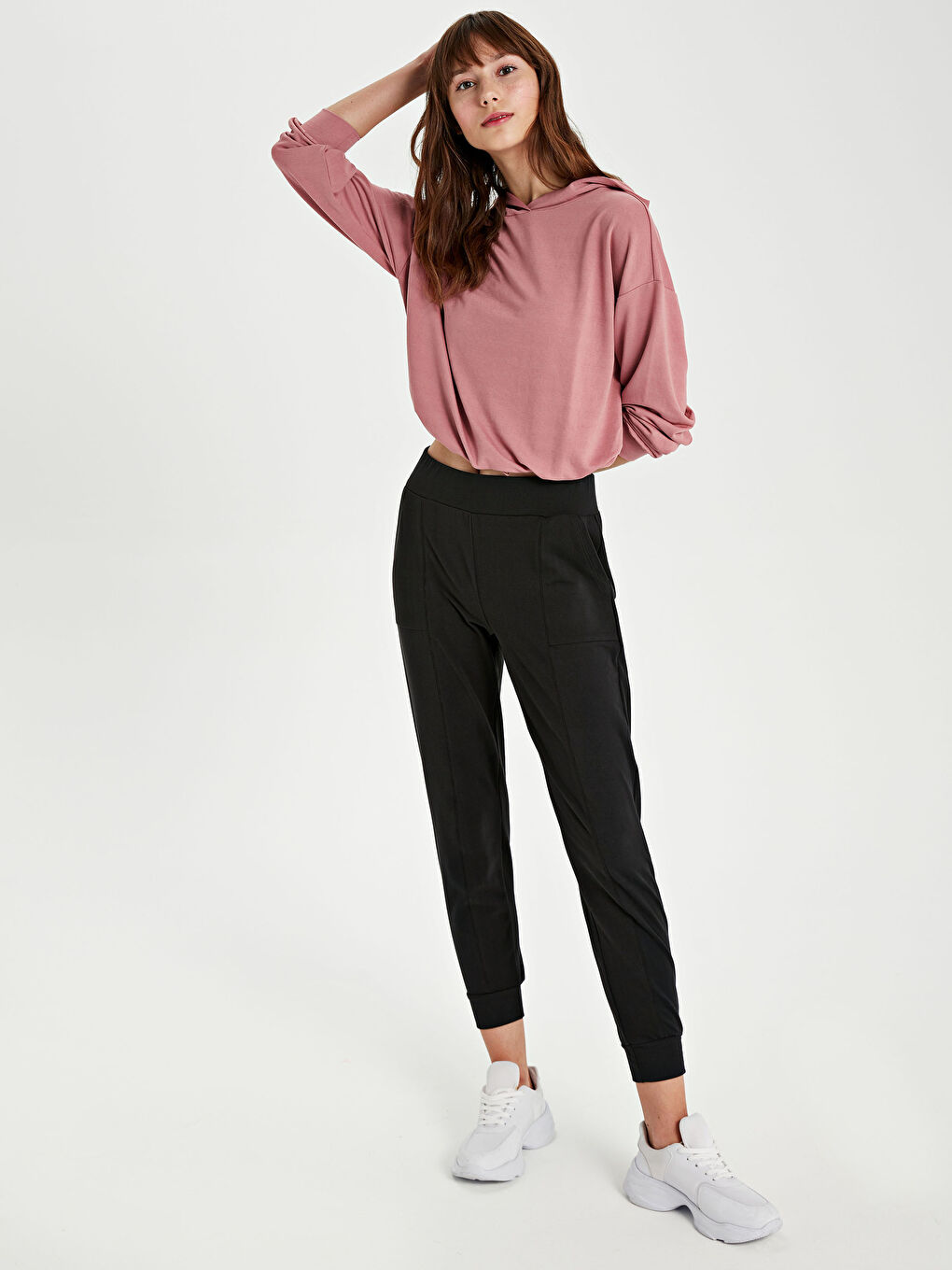 Siyah Esnek Aktif Spor Eşofman Altı-2