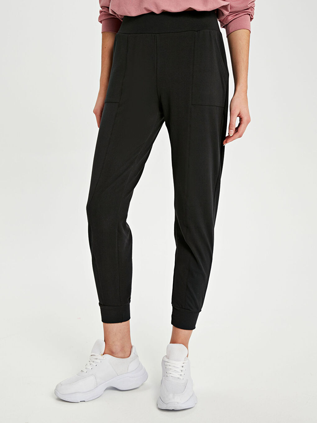 Siyah Esnek Aktif Spor Eşofman Altı-4