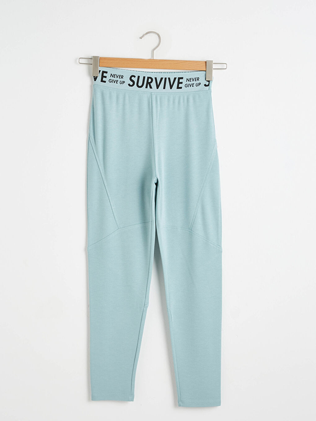 Yeşil Beli Slogan Baskılı Aktif Spor Eşofman Altı-4