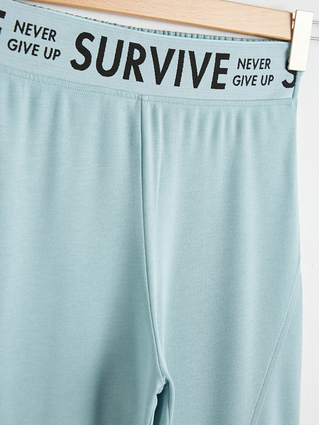 Yeşil Beli Slogan Baskılı Aktif Spor Eşofman Altı-6