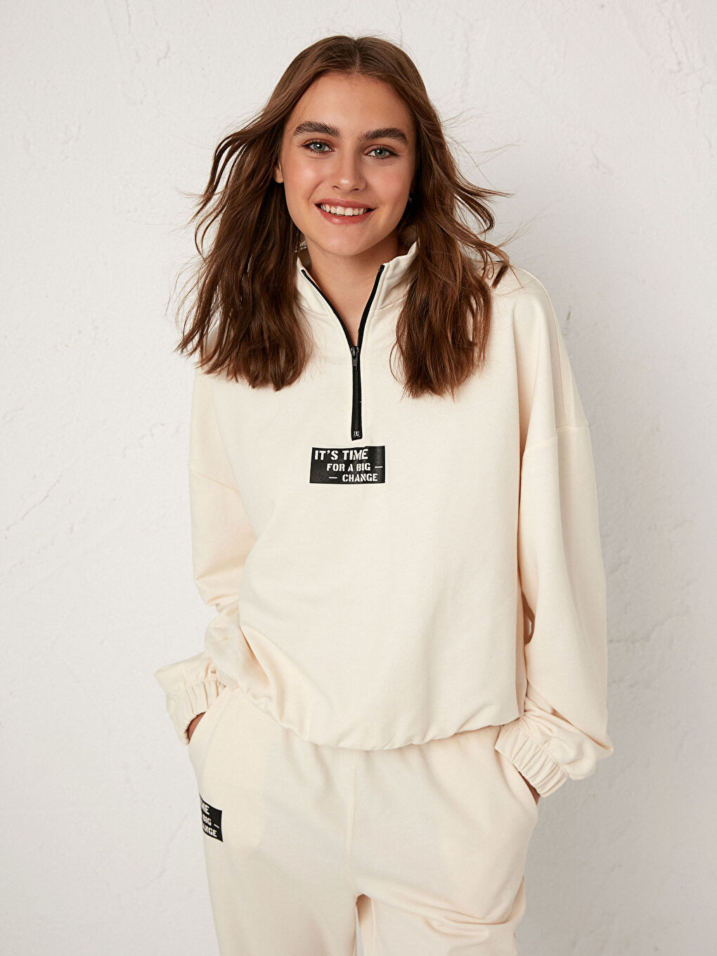 Zip-Down Bomber Sweatshirt