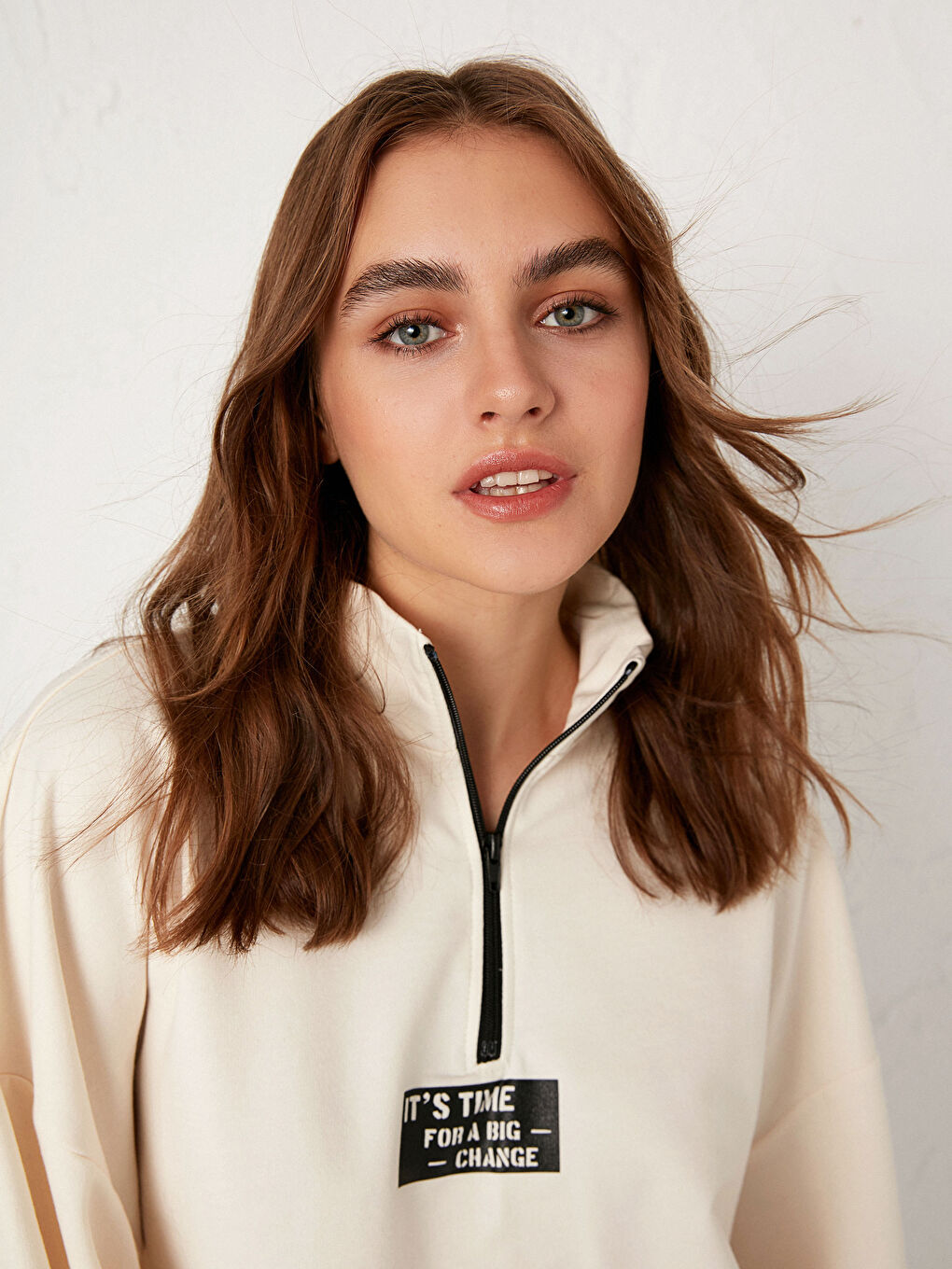 Zip-Down Bomber Sweatshirt-1