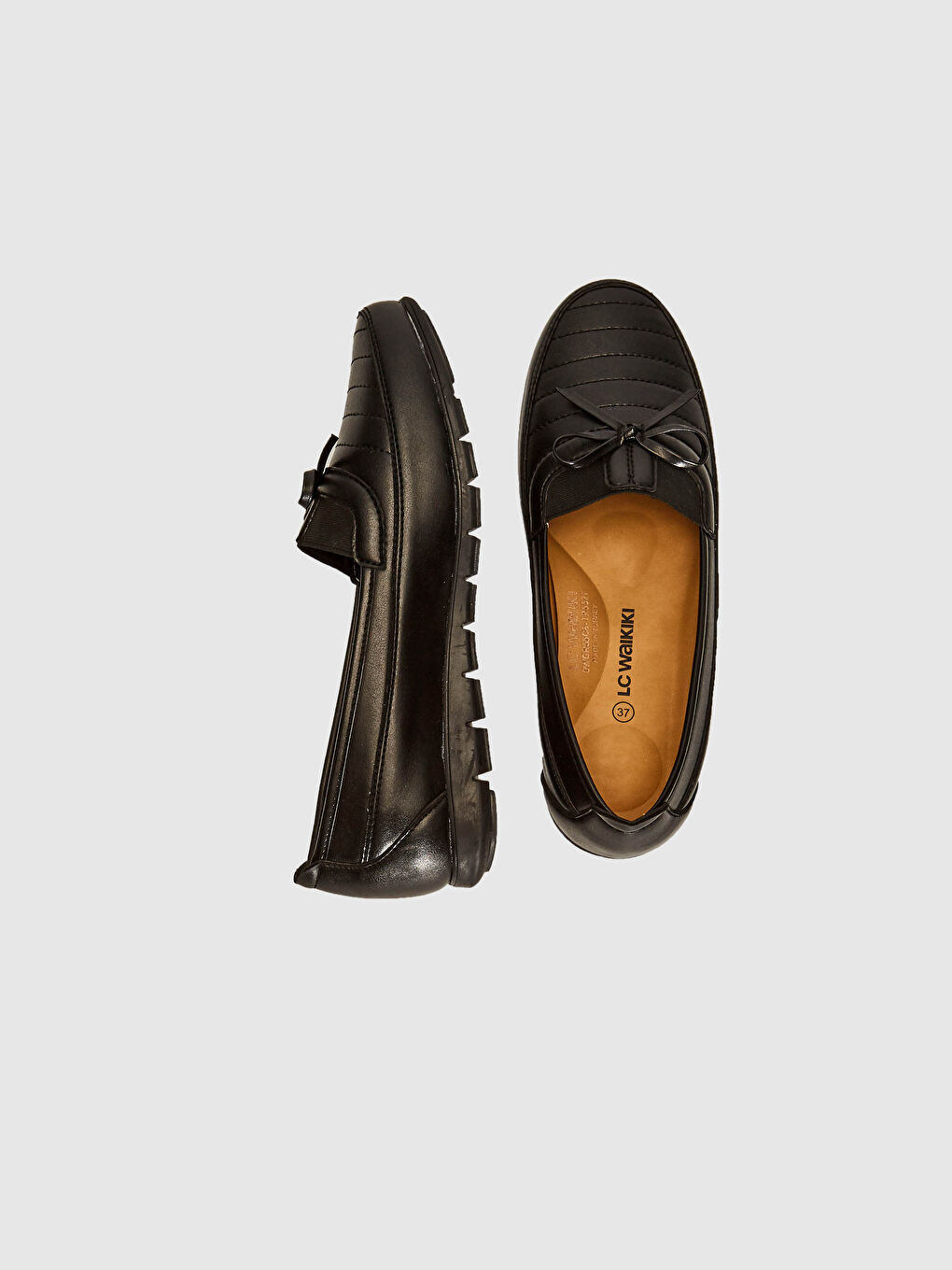 Siyah Kadın Fiyonk Detaylı Klasik Ayakkabı-2