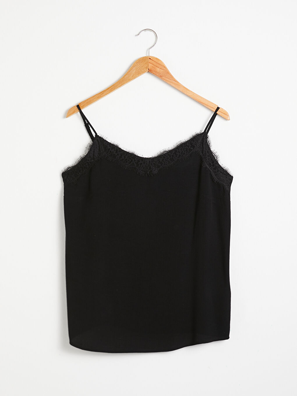 Siyah Yakası Dantelli Viskon Bluz-6