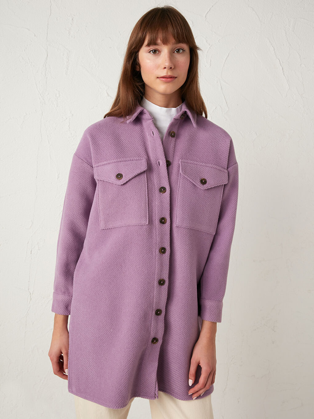 قميص تونيك للسيدات بتفاصيل جيوب من تويل-4