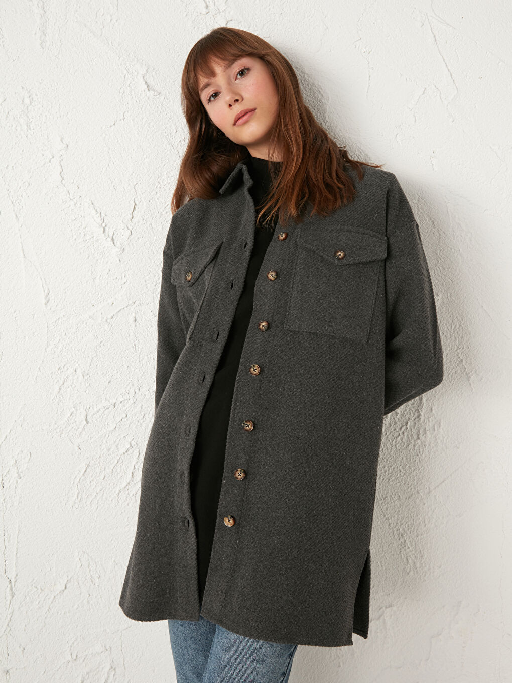 قميص تونيك للسيدات بتفاصيل جيوب من تويل-1