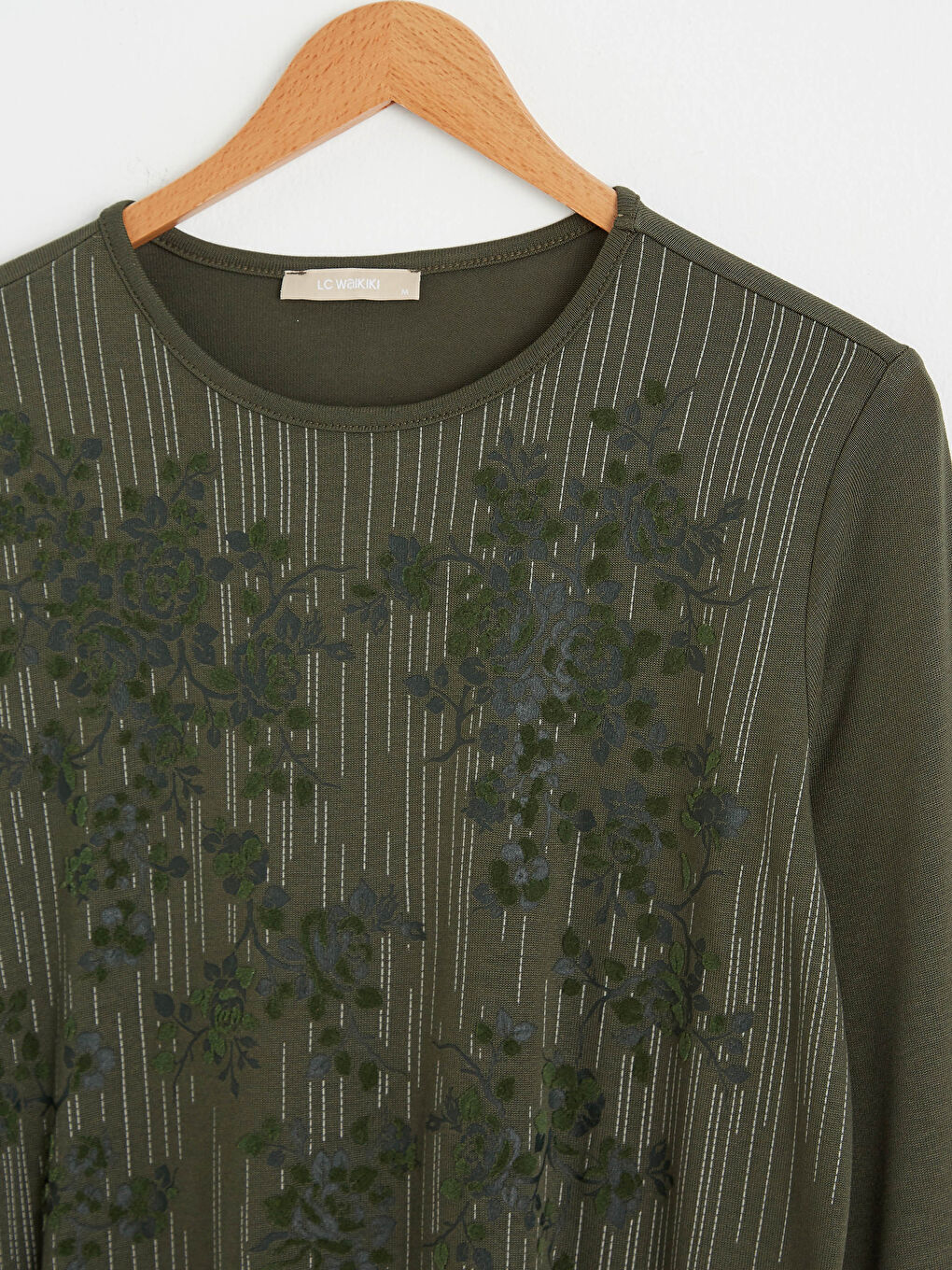 Crew Neck Long Sleeve Combed Cotton Women's Printed Flexible T-Shirt-3