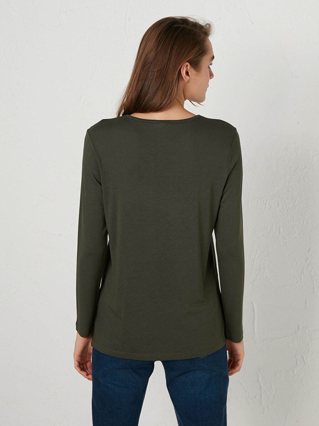 Crew Neck Long Sleeve Combed Cotton Women's Printed Flexible T-Shirt-2