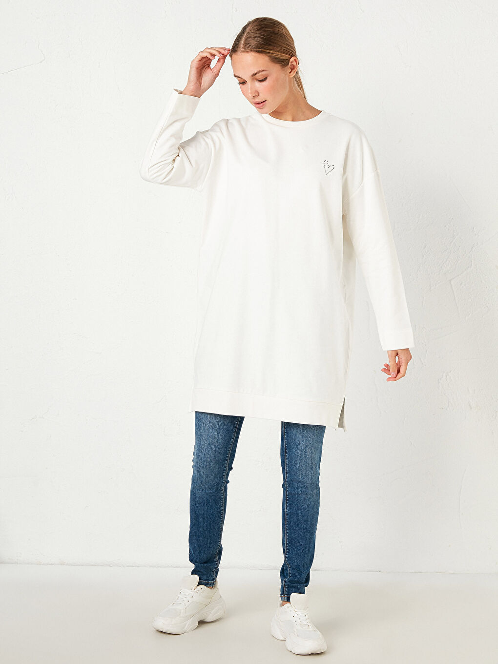 سويت شيرت نسائي فضفاض سادة-1