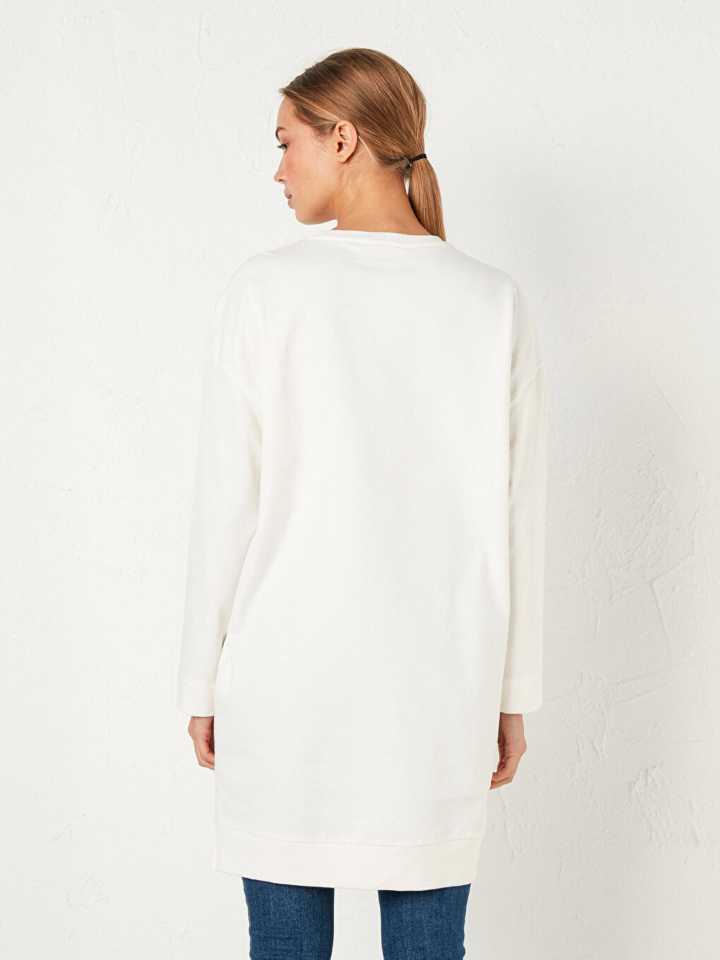 سويت شيرت نسائي فضفاض سادة-2