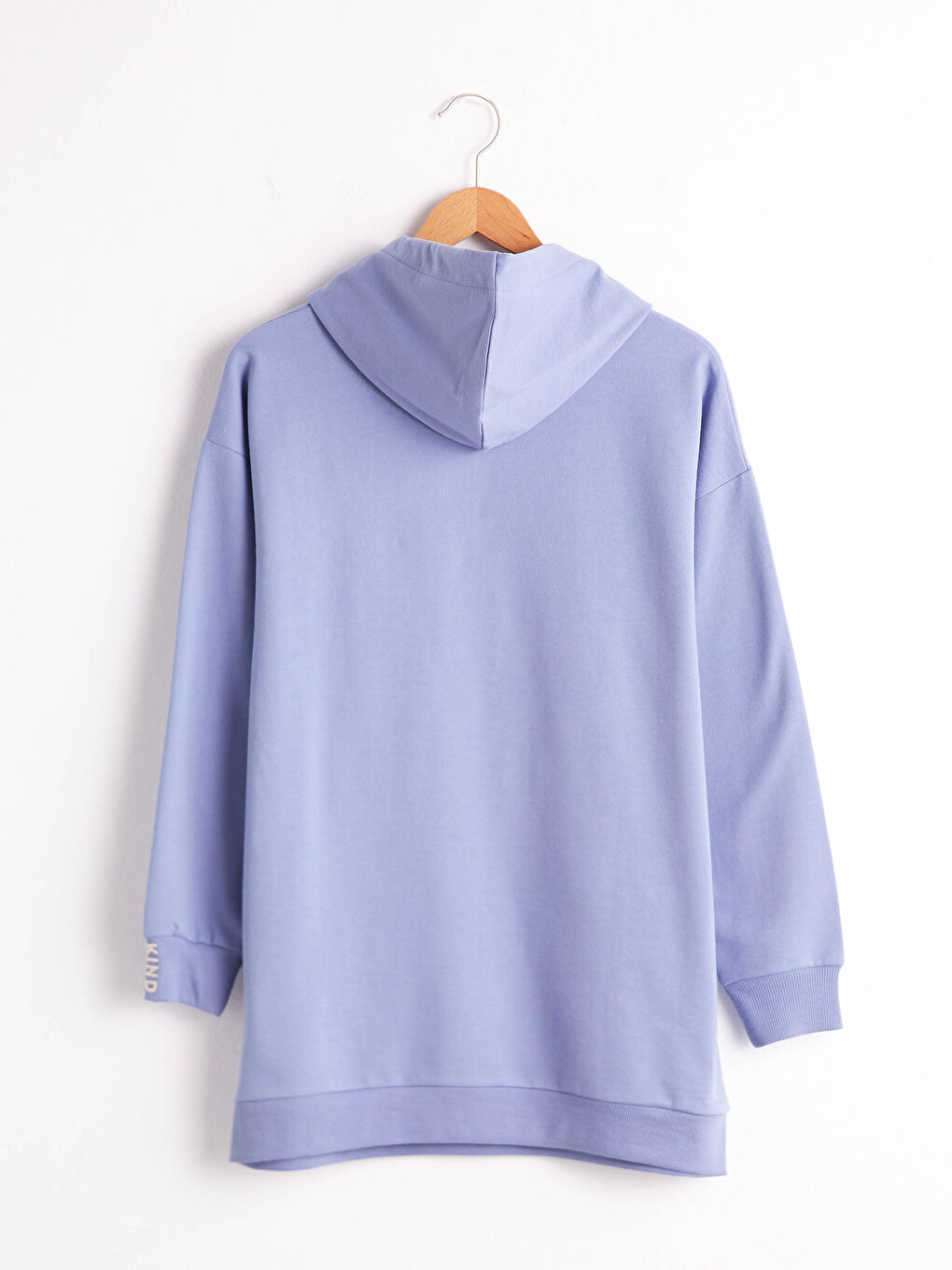 Mavi Kapüşonlu Basic Kadın Sweatshirt Tunik-4