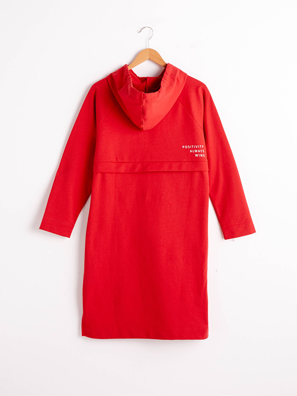 Kırmızı Baskılı Uzun Kollu Oversize Kadın Hoodie-5