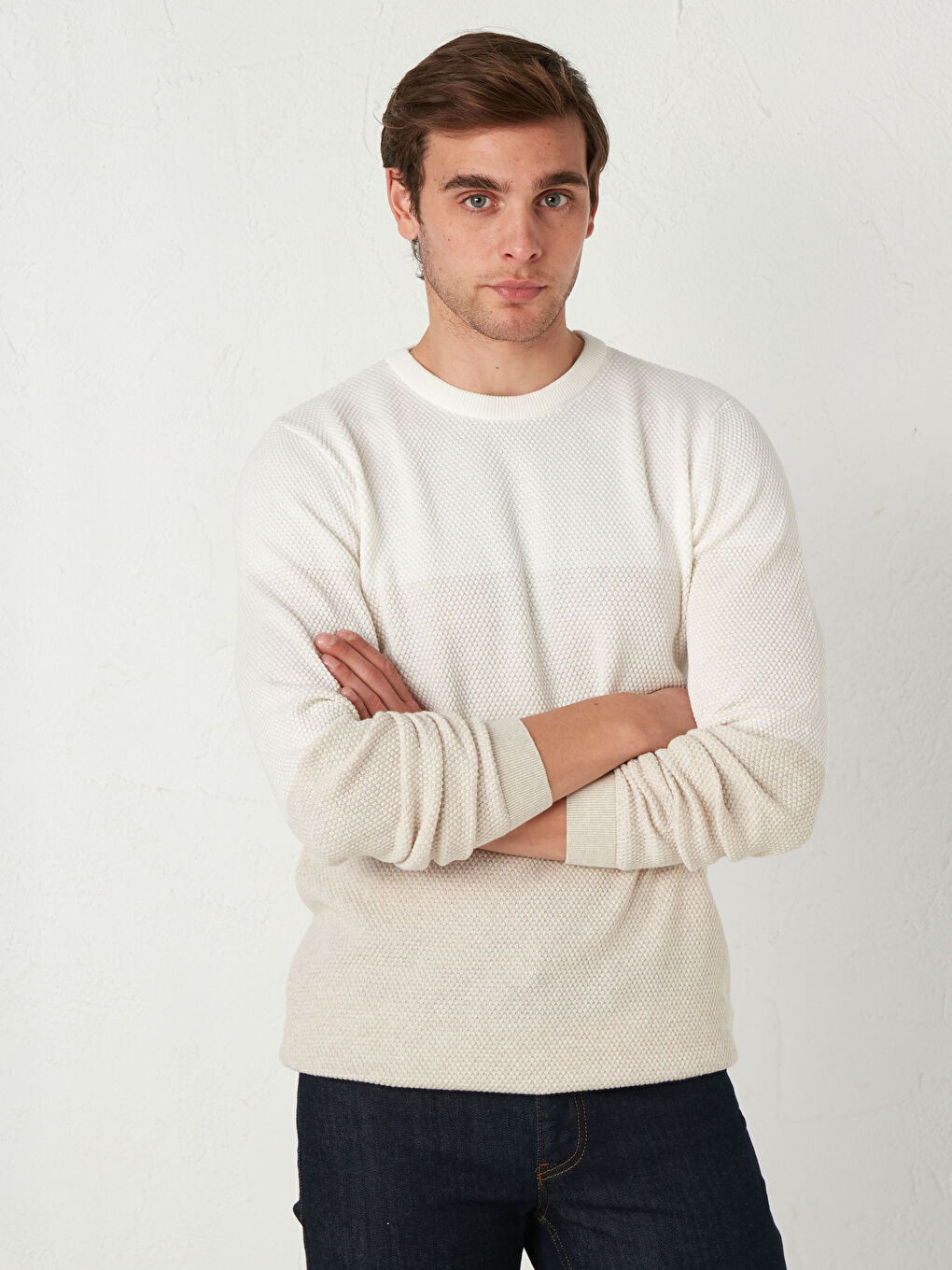 Crew Neck Lightweight Tricot Jumper-1