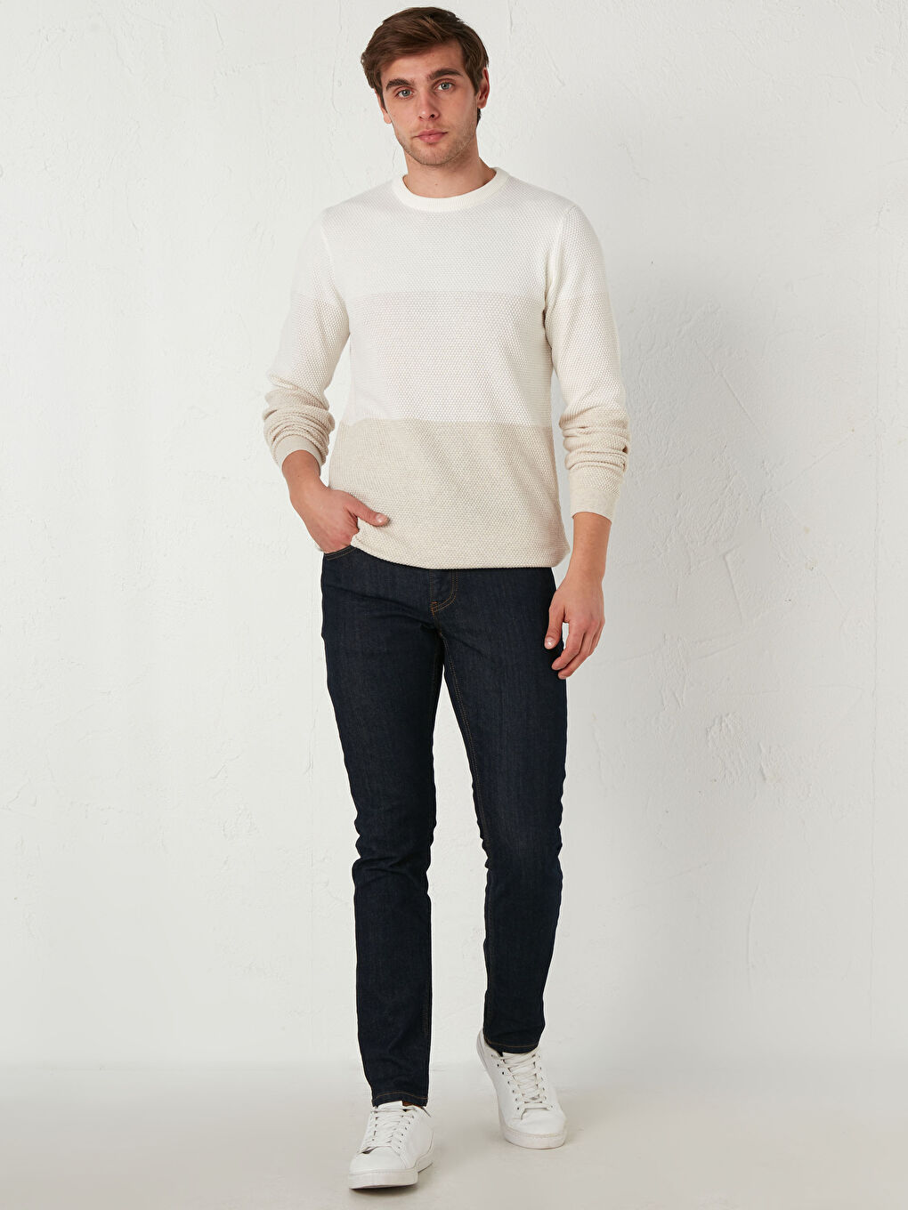 Crew Neck Lightweight Tricot Jumper-2