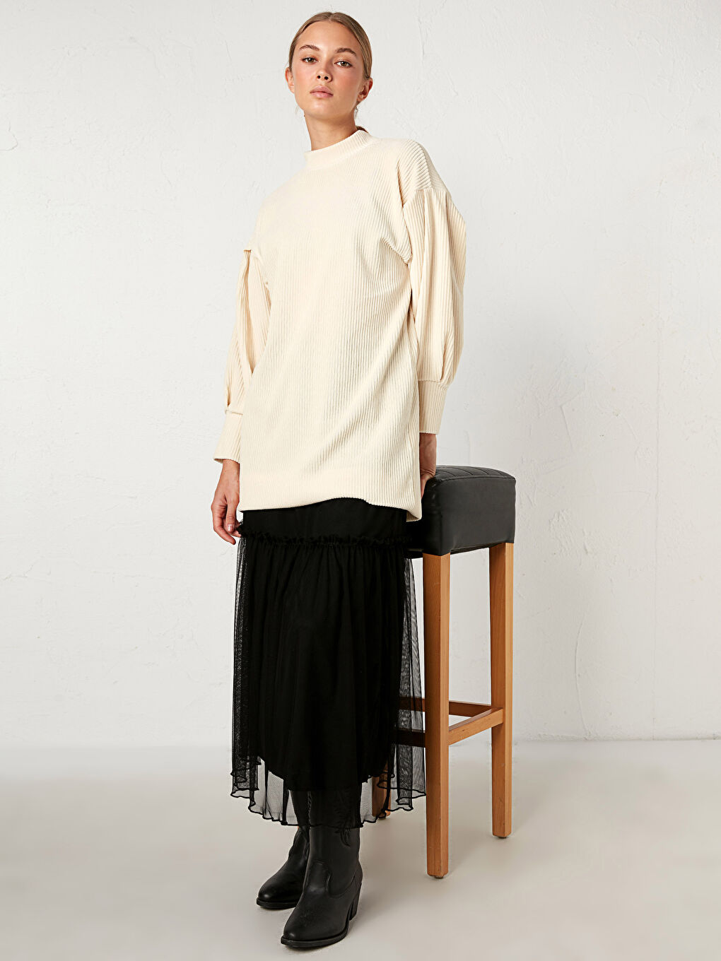 Юбка из тюля с эластичной талией и плиссировкой