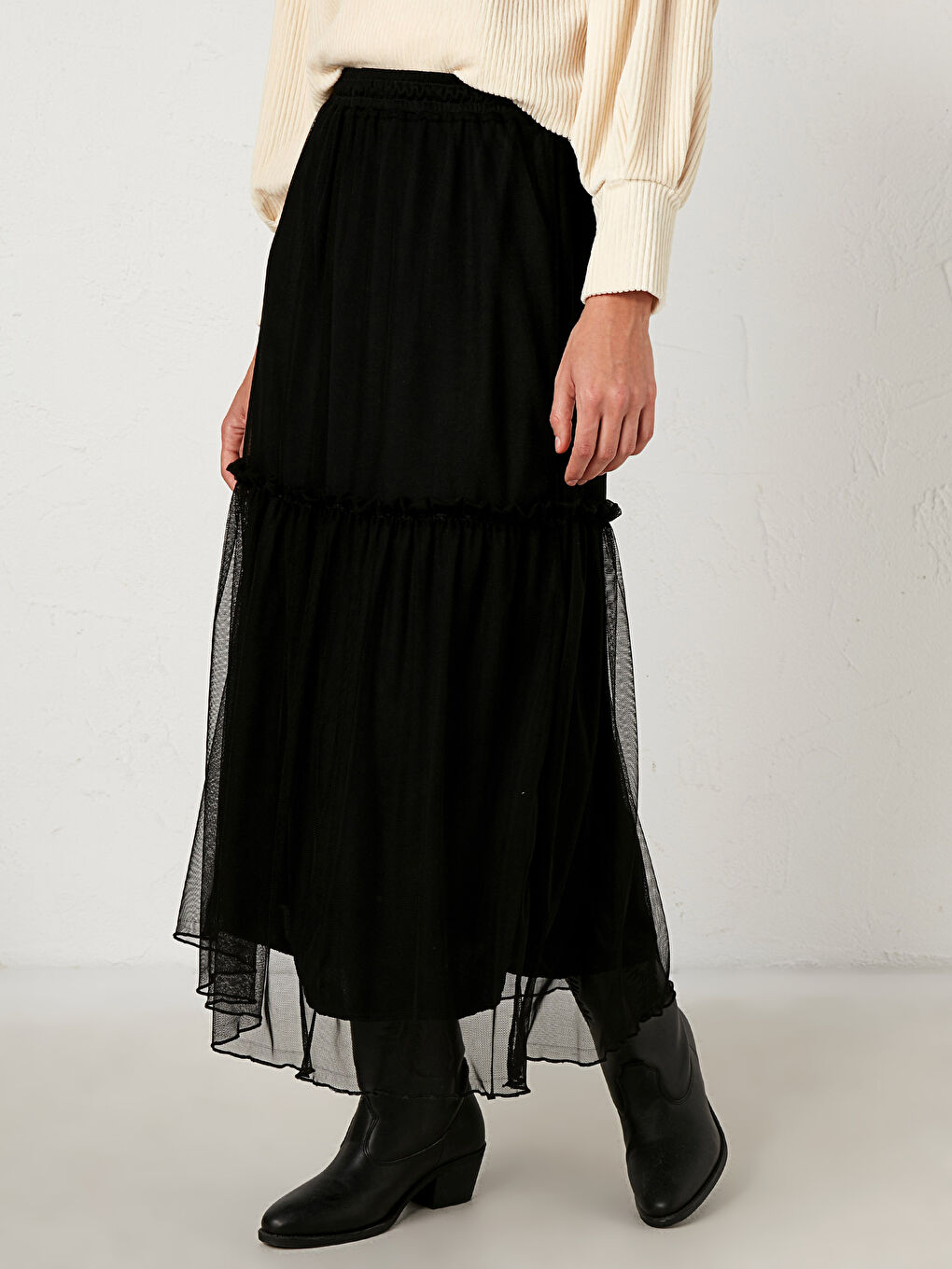 Юбка из тюля с эластичной талией и плиссировкой-2