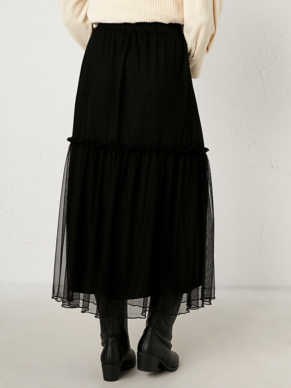 Юбка из тюля с эластичной талией и плиссировкой-3