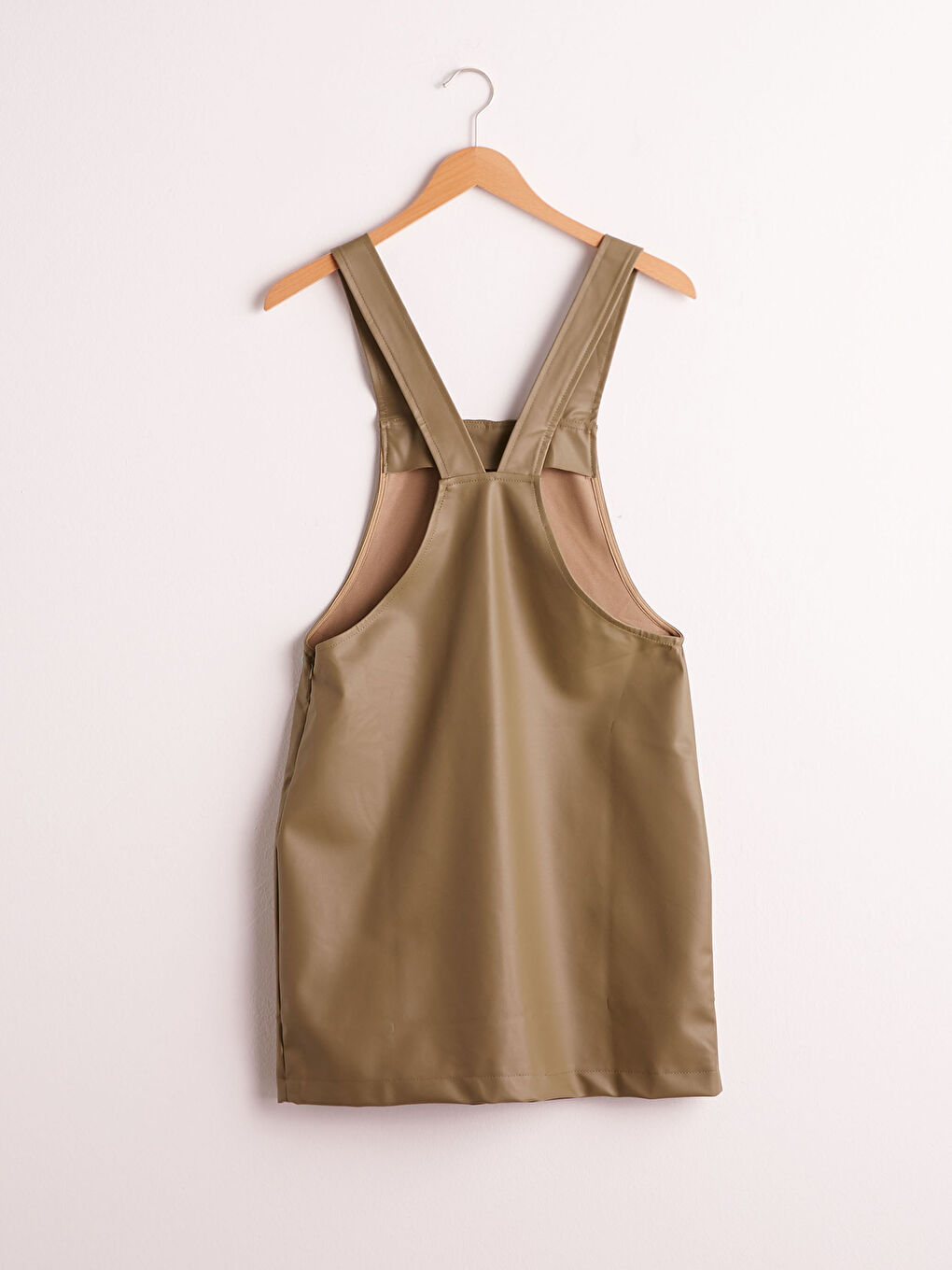 Faux Leather Mini Overall Dress-7
