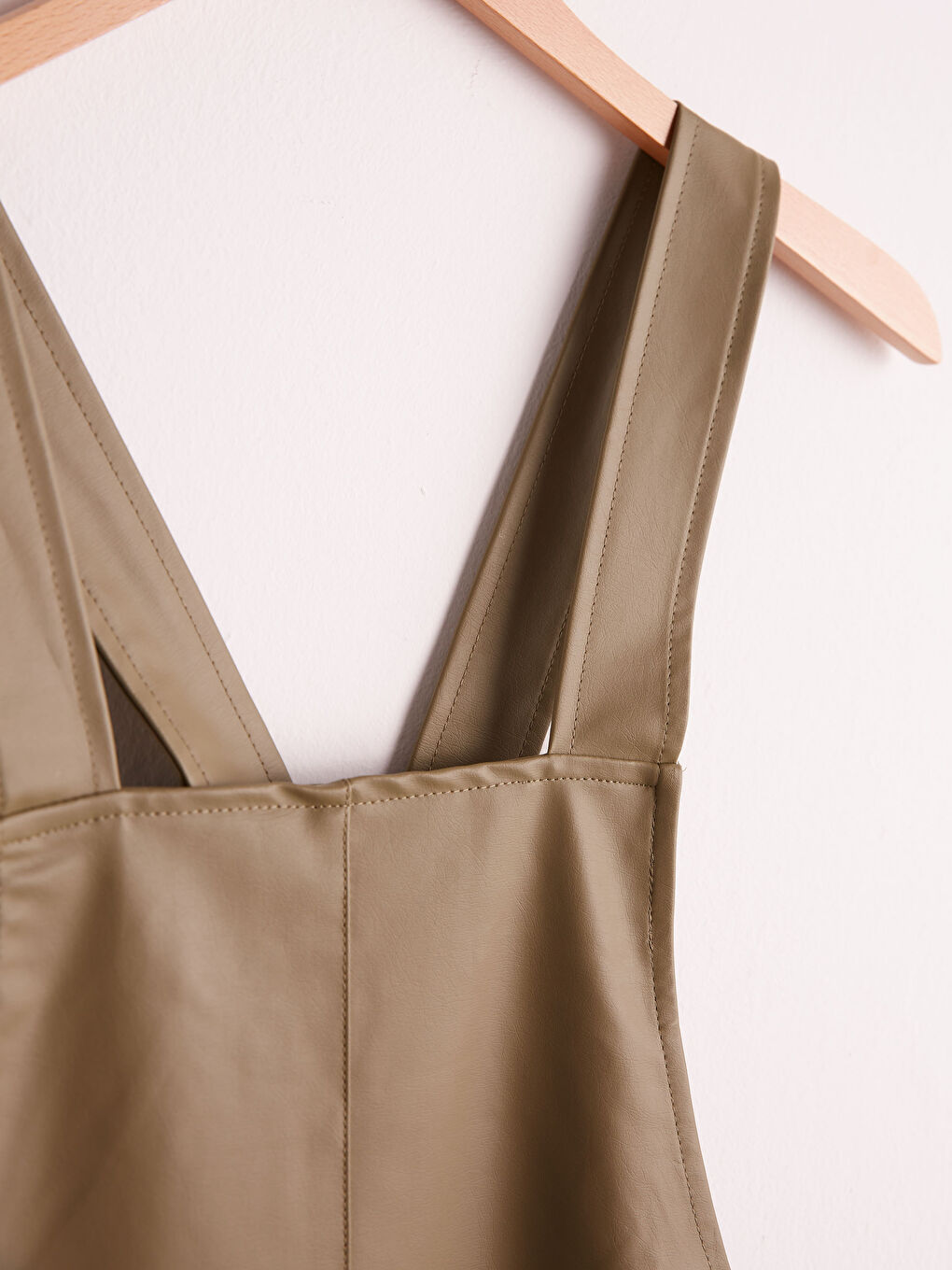 Faux Leather Mini Overall Dress-8