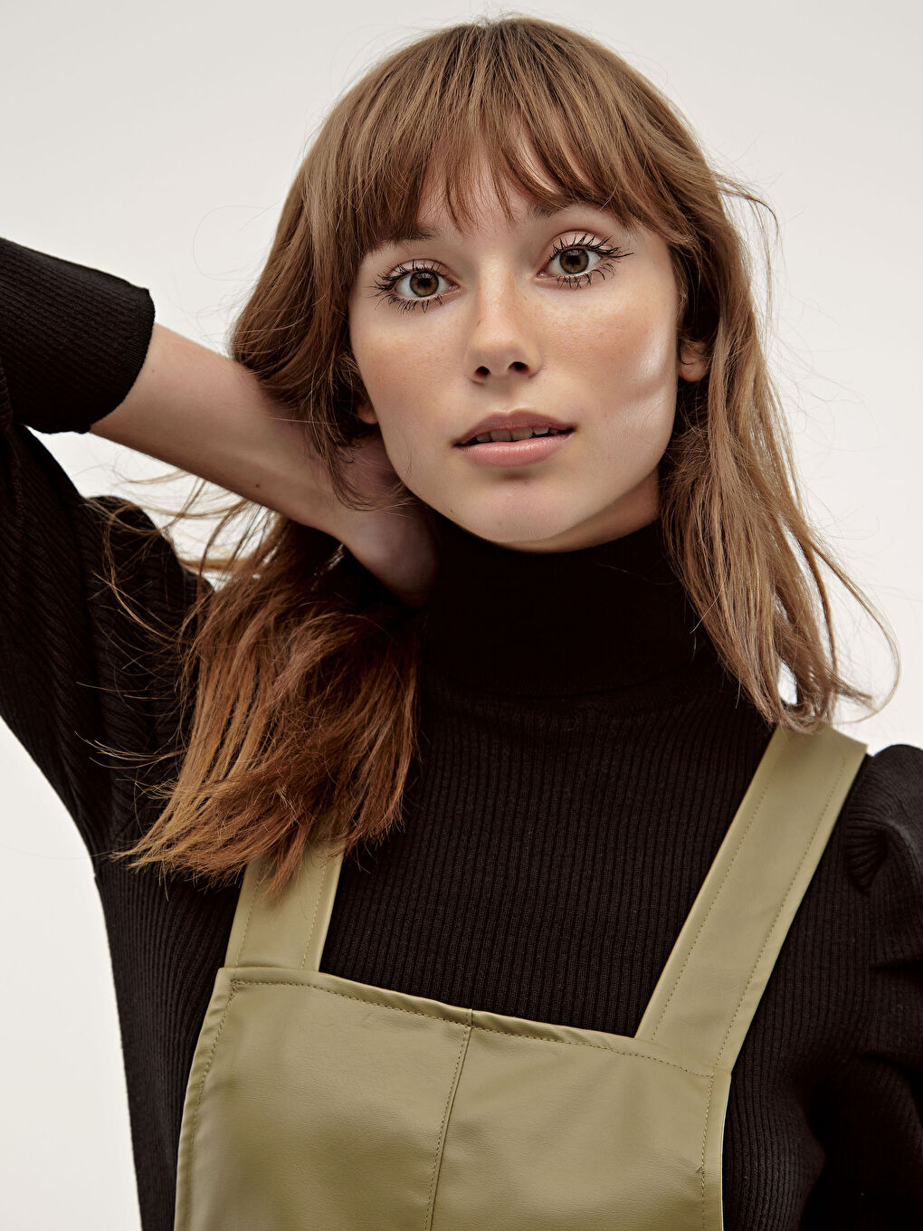 Faux Leather Mini Overall Dress-4