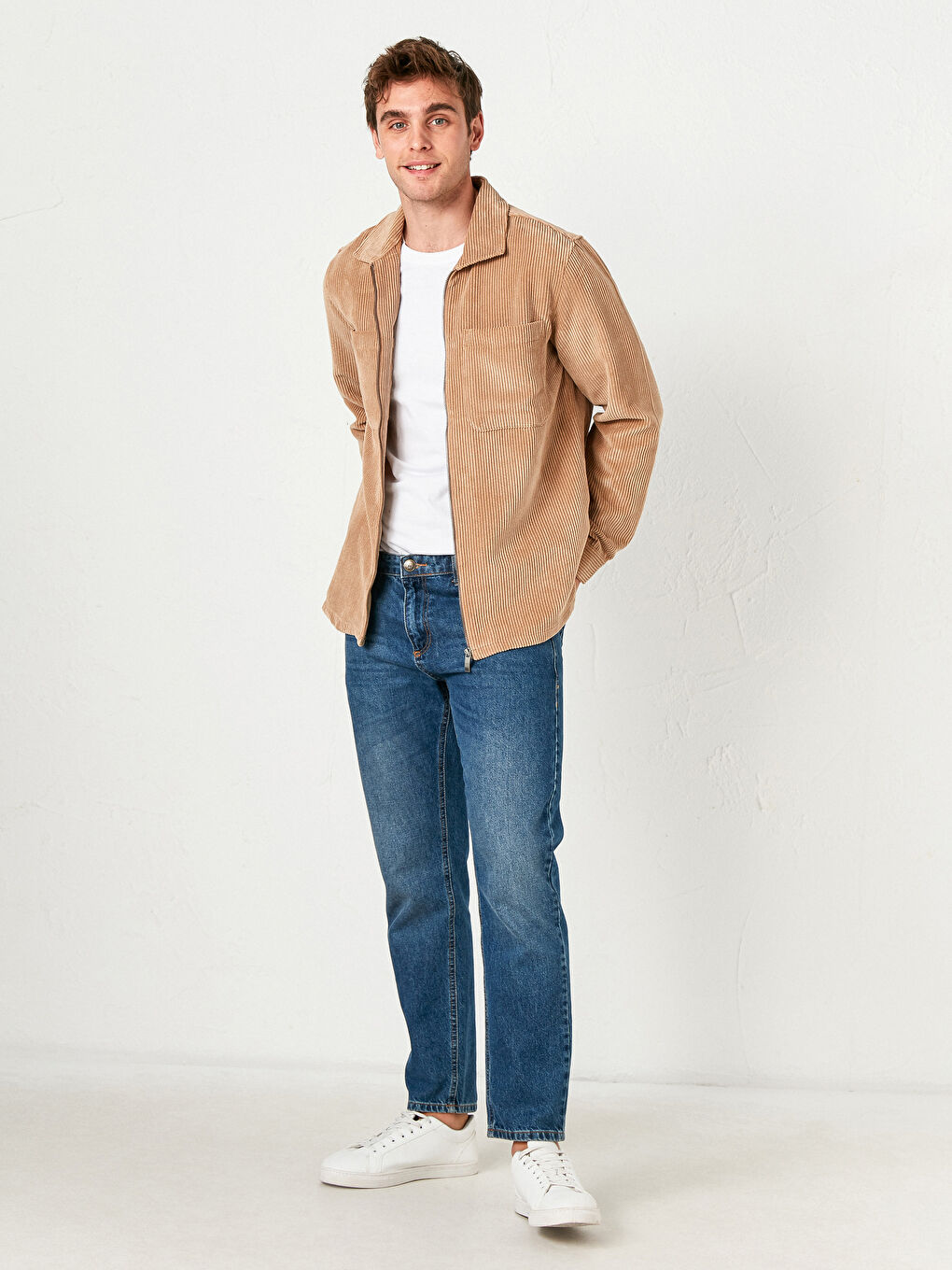 Regular Fit Long Sleeve Velvet Shirt-2