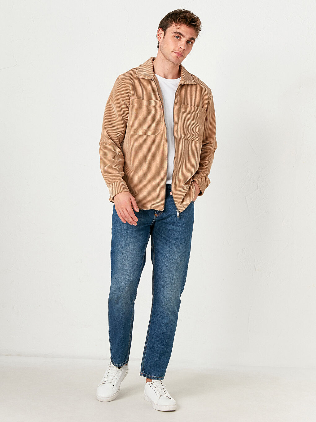 Regular Fit Long Sleeve Velvet Shirt-3