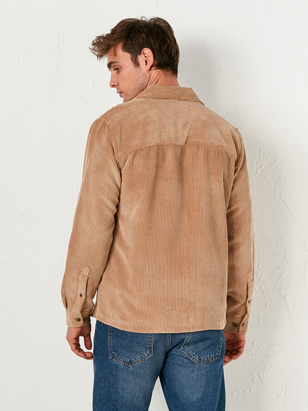 Regular Fit Long Sleeve Velvet Shirt-4