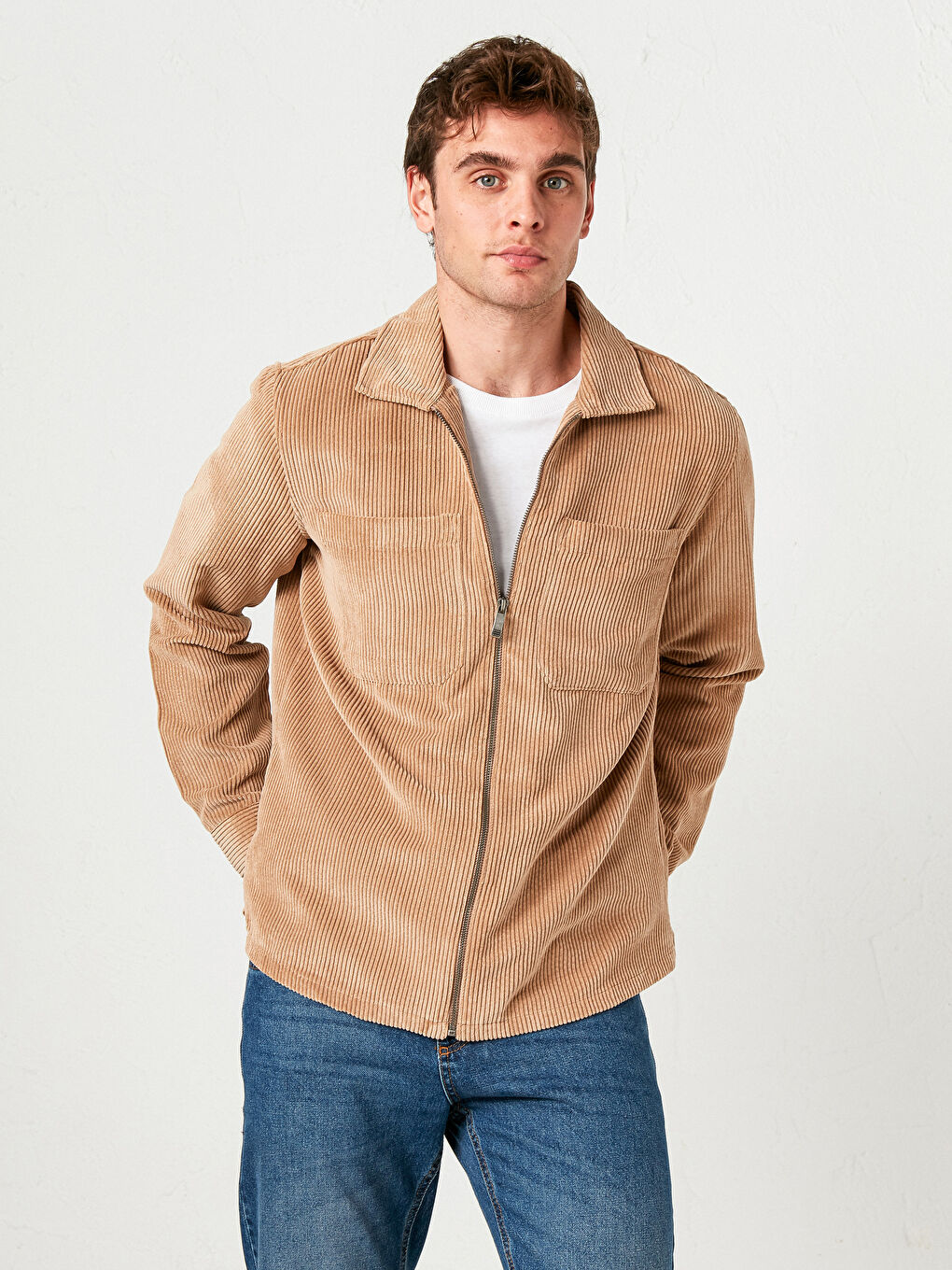 Regular Fit Long Sleeve Velvet Shirt
